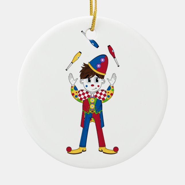Ornamento del payaso de circo que hace juegos (Frente)