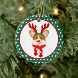 Ornamento del perro Corgi de navidad