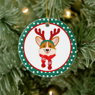 Ornamento del perro Corgi de navidad