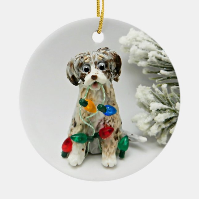 Ornamento del perro de la piel azul Merle Doodle (Frente)