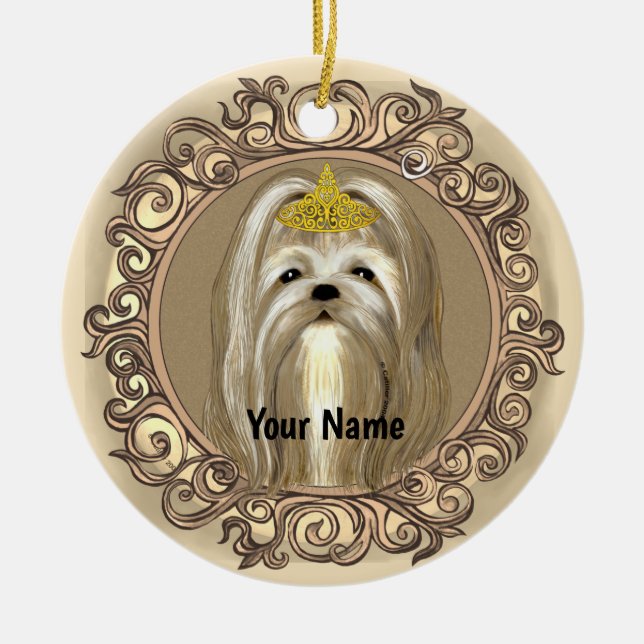 Ornamento del perro maltés de la princesa (Frente)