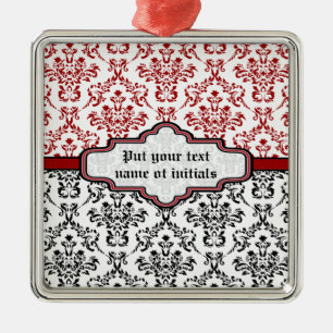 Ornamento del personalizado blanco rojo negro con
