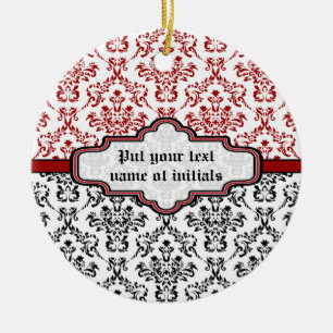 Ornamento del personalizado blanco rojo negro con