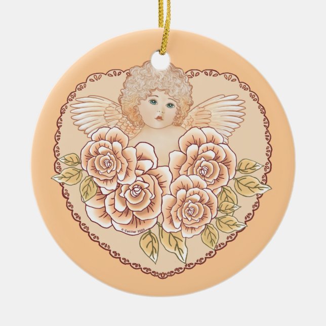 Ornamento del personalizado Cherub Angel Heart (Frente)