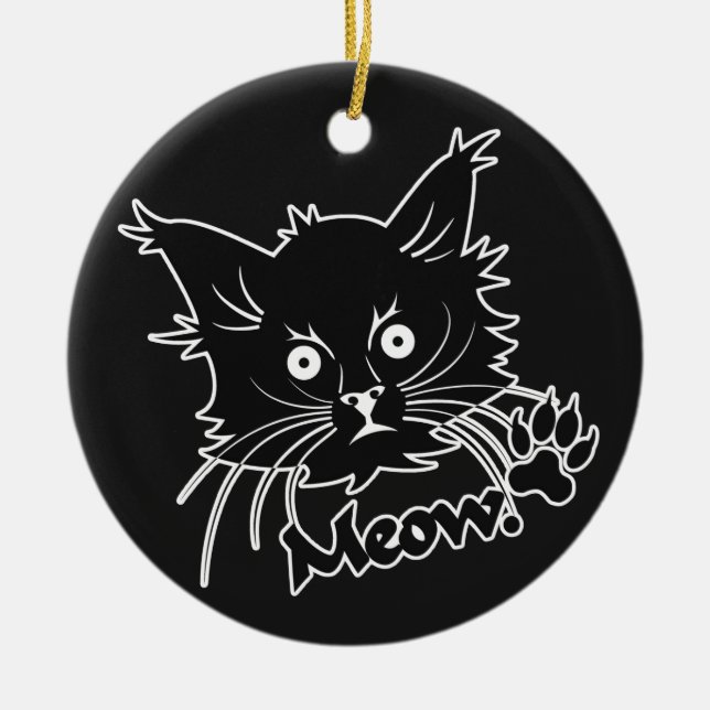 Ornamento del personalizado del gato negro (Frente)