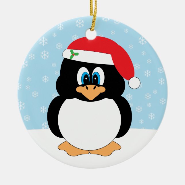 Ornamento del pingüino de las Felices Navidad (Frente)