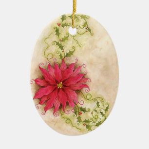 Ornamento del Poinsettia y del acebo
