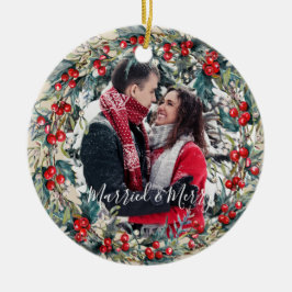 Ornamento del primer árbol de Navidad casado y mad