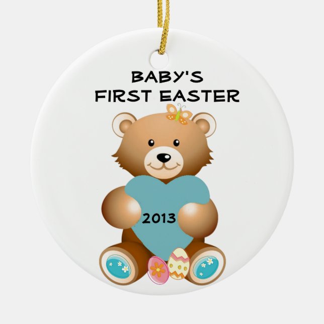 Ornamento del primer oso de peluche de Pascua para (Frente)