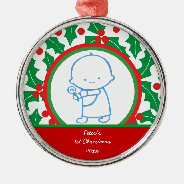 Ornamento del primer Personalizado de Navidades de (Frente)