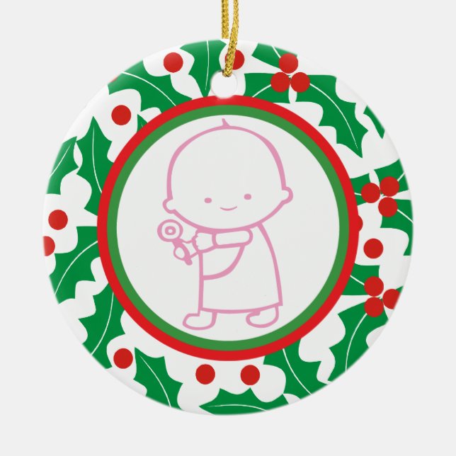 Ornamento del primer Personalizado de Navidades de (Frente)