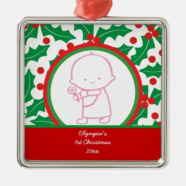 Ornamento del primer Personalizado de Navidades de (Frente)