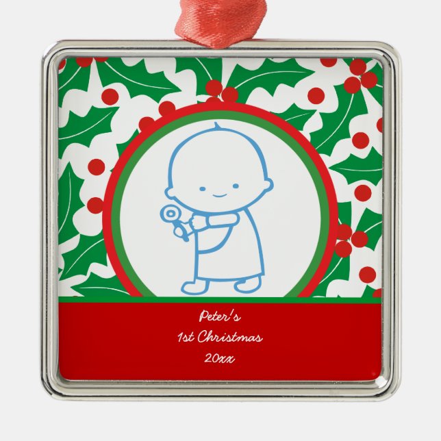 Ornamento del primer Personalizado de Navidades de (Frente)