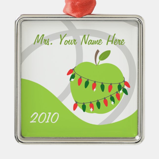 Ornamento del profesor - Apple y luces de navidad (Frente)