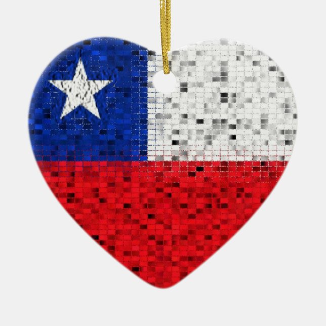 Ornamento del purpurina de la bandera de Chile (Frente)
