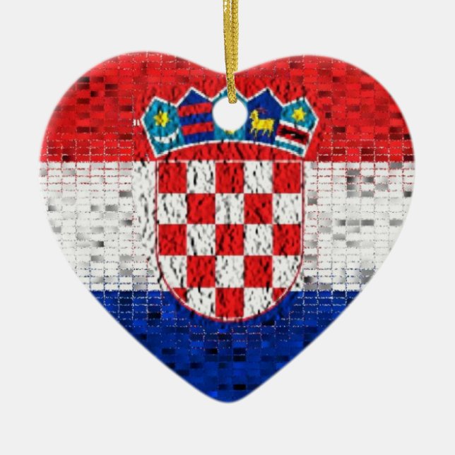 Ornamento del purpurina de la bandera de Croacia (Frente)