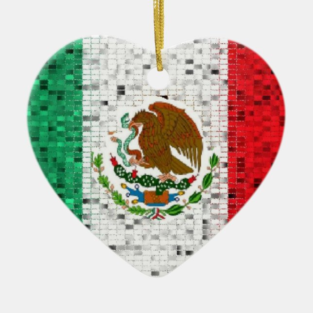 Ornamento del purpurina de la bandera de México (Frente)