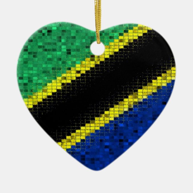 Ornamento del purpurina de la bandera de Tanzania (Frente)