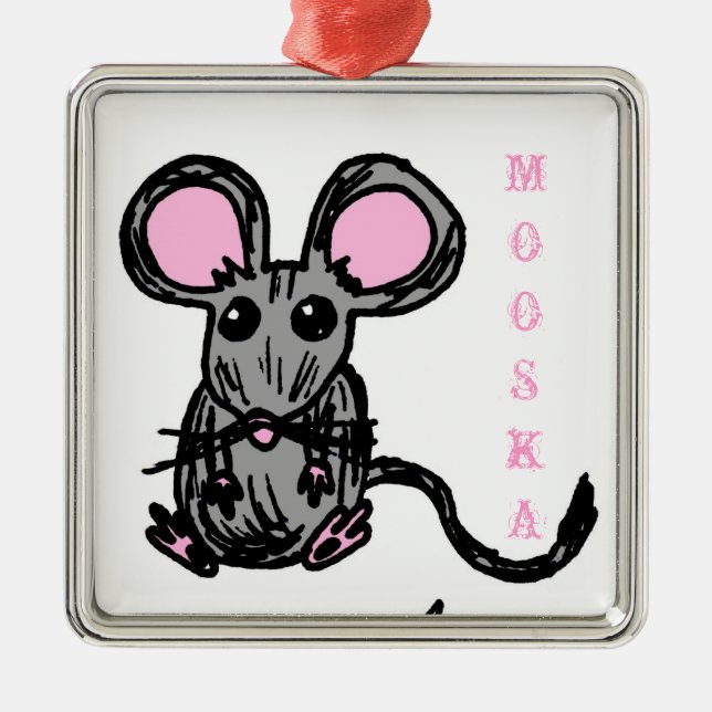 Ornamento del ratón de Mooska Cute (Frente)