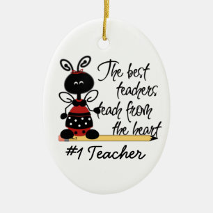 Ornamento del regalo de la mariquita del profesor