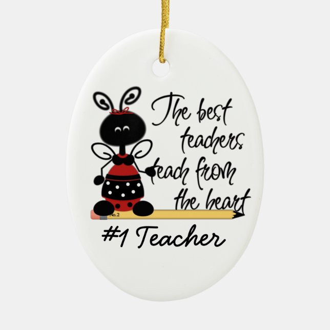 Ornamento del regalo de la mariquita del profesor (Frente)