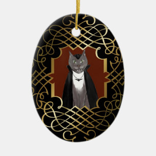 Ornamento del retrato del gatito del vampiro