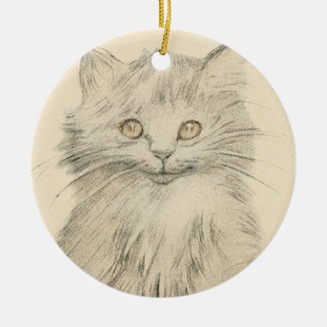Ornamento del retrato del gato del dibujo de lápiz (Frente)