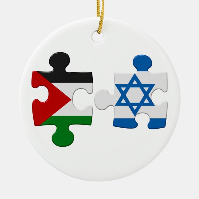 Ornamento del rompecabezas de la bandera israelí y (Frente)