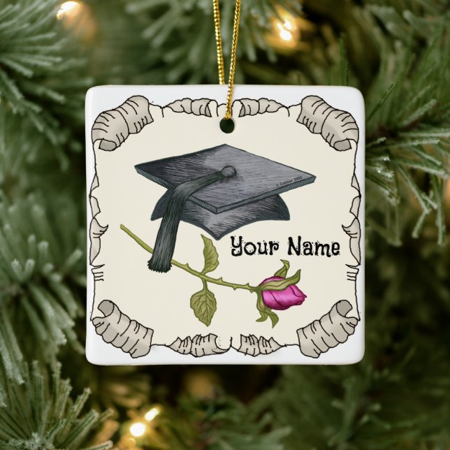 Ornamento del Rosa del tapón de graduación (Árbol)