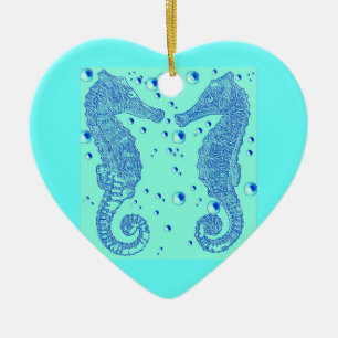 Ornamento del SeaHorse del corazón de GothicChicz