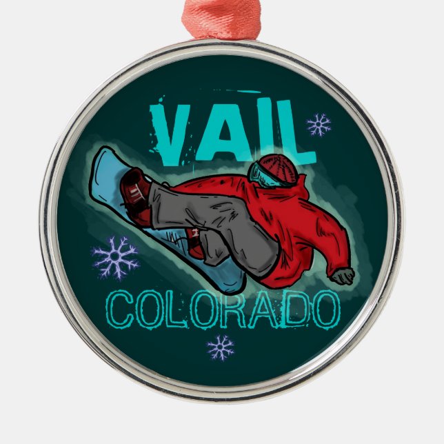 Ornamento del snowboarder de Vail Colorado (Frente)