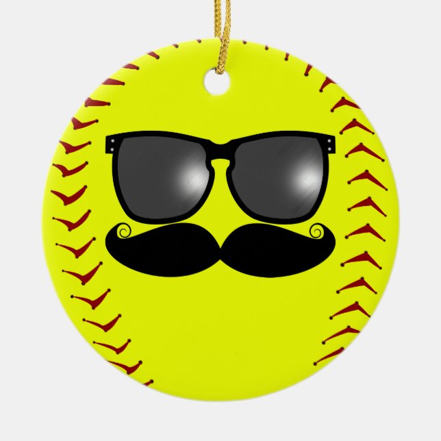 Ornamento del softball de Fastpitch del bigote (Frente)