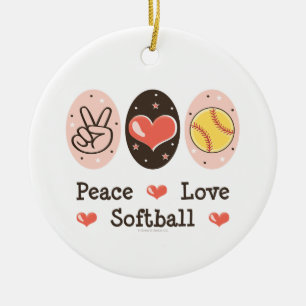 Ornamento del softball del amor de la paz