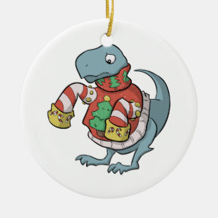 Ornamento del suéter de T. Rex Christmas