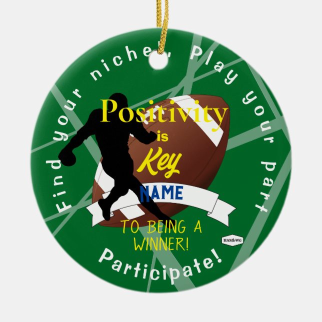 Ornamento del tema del fútbol del niño HAMbyWG ver (Frente)