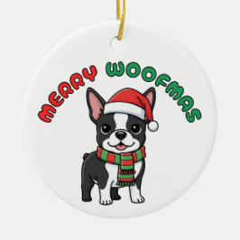 Ornamento del Terrier de Boston: Merry Woofmas