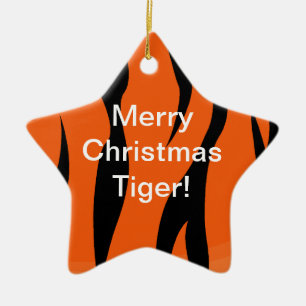 Ornamento del tigre de las Felices Navidad