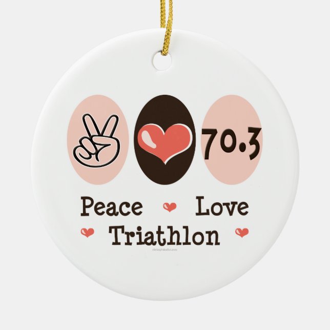 Ornamento del Triathlon 70,3 del amor de la paz (Frente)