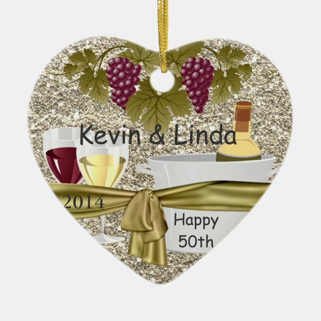ORNAMENTO del VINO del REGALO del ANIVERSARIO del (Frente)