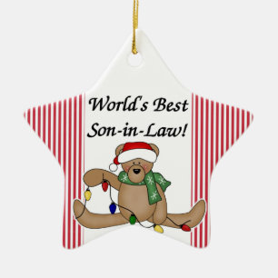 Ornamento del yerno del mundo del oso de peluche