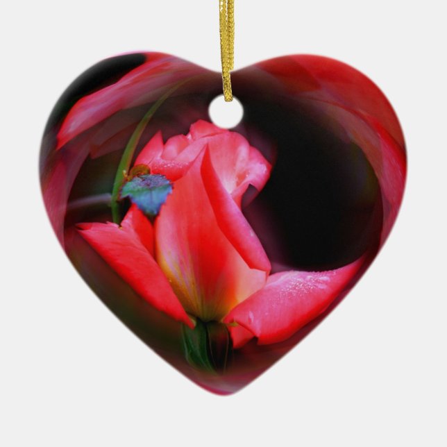 Ornamento Delicado De Arte De Flor Rosebud Rosa (Frente)