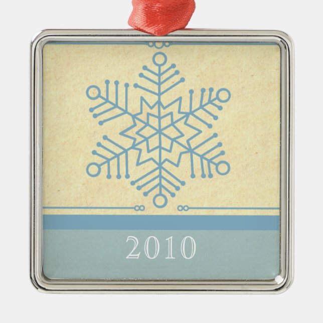 Ornamento Delicado de Snowflake Premium Square (Frente)