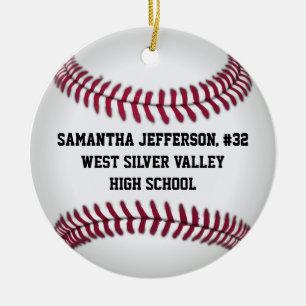 Ornamento deportivo de béisbol redondo personaliza