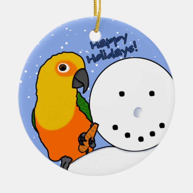 Ornamento divertido de Jenday Conure del muñeco de (Frente)