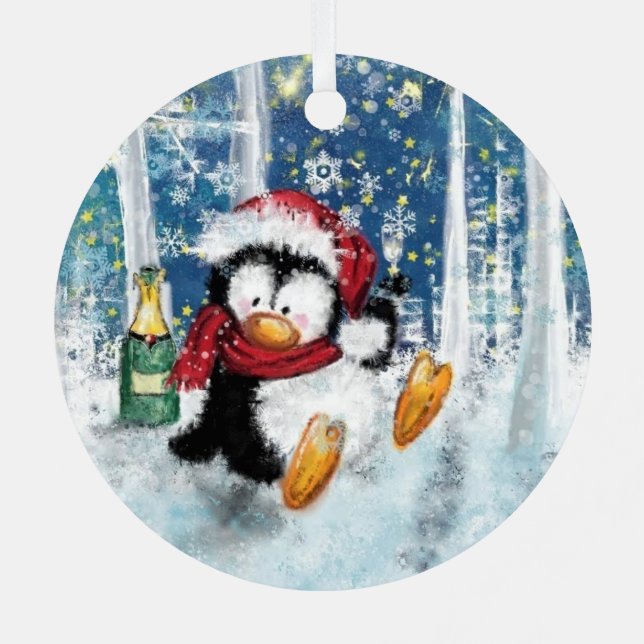 Ornamento divertido de Navidad Pingüino (Reverso )