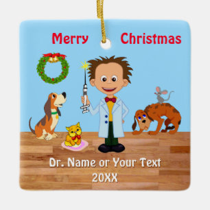 Ornamento divertido de Navidad Veterinaria, Mascul