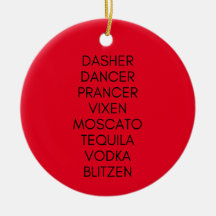 Ornamento divertido de nombres para beber renos