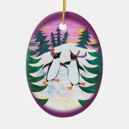 Ornamento divertido para los pingüinos de patinaje