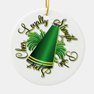 Ornamento Doblar-Echado a un lado verde y amarillo