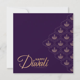 Ornamento dorado púrpura y Rosa Tarjeta Diwali fel
